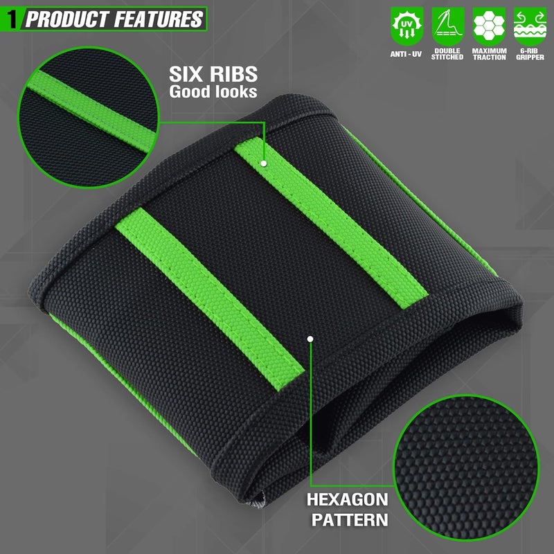 fewfuss Universial Dirt Bike Seat Cover - Soft Ribbed Rubber Seat Covers for Motorcross Enduro Green - Image 2